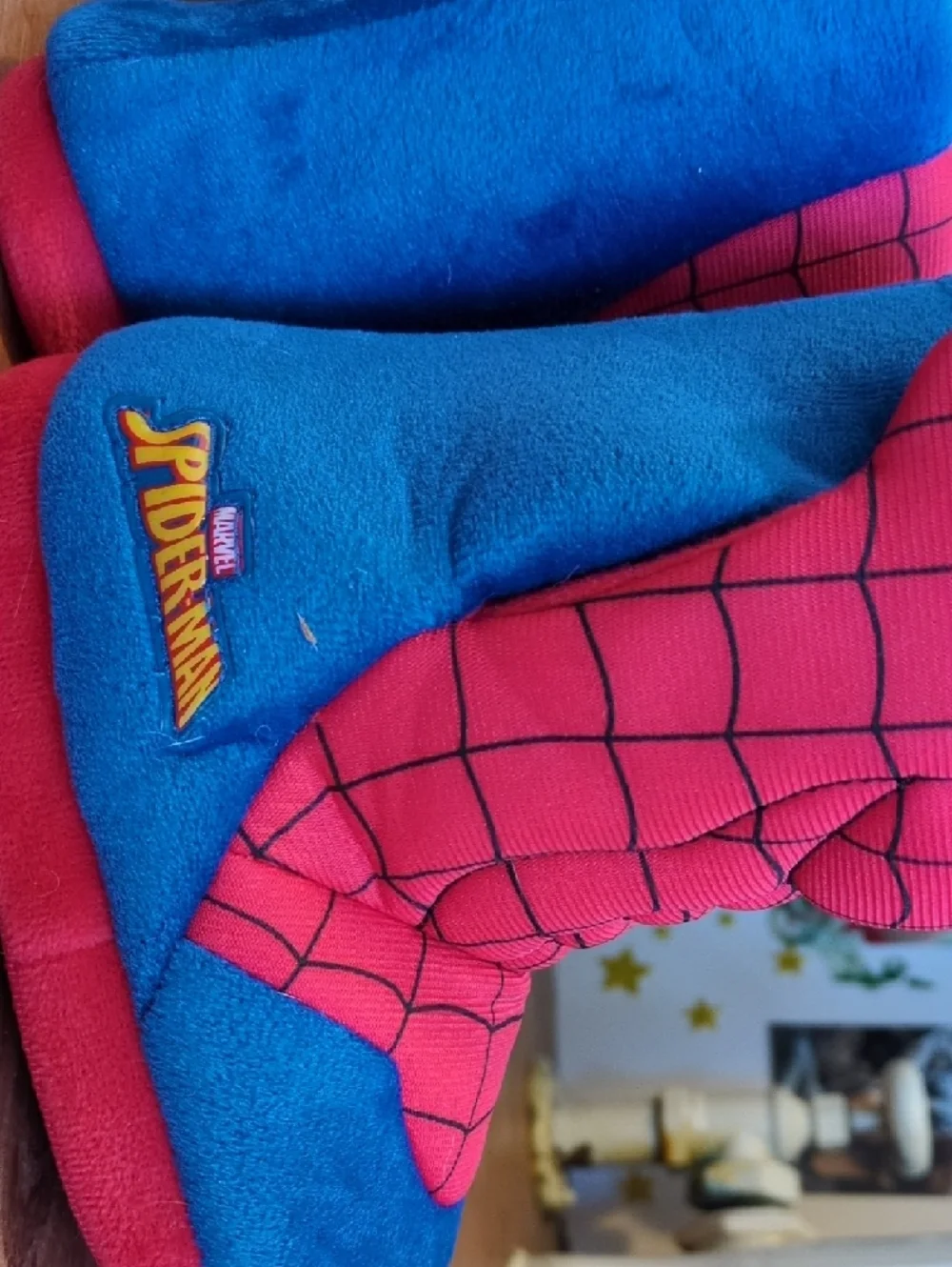 NWOT Spiderman Kids Plush Boot Slippers - Red & Blue